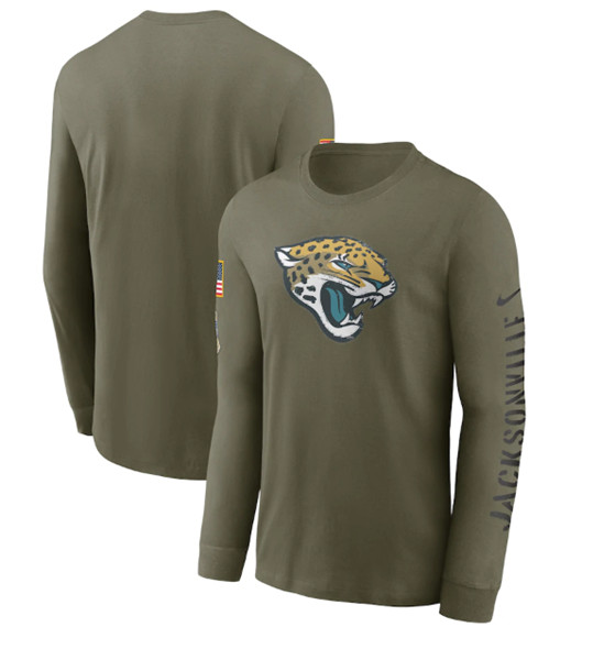 Men's Jacksonville Jaguars 2022 Olive Salute to Service Long Sleeve T-Shirt